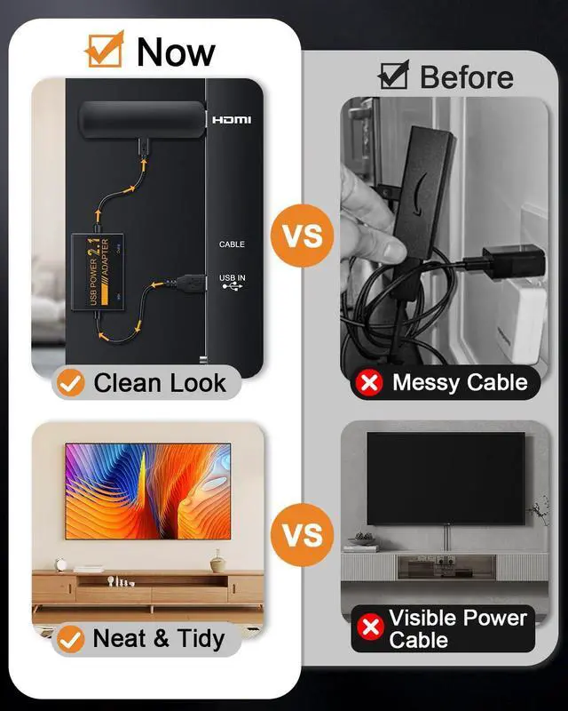 Alt view image 7 of 7 - USB Power Cable Adapter for Fire TV Stick, Powers Streaming TV Sticks Directly from TV's USB Port, 5V/2.1A for FireStick 4K/4K Max, Eliminates AC Adapter Dependency and Declutters Wires