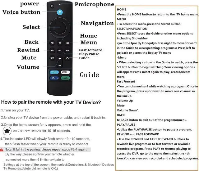 Alt view image 3 of 7 - Amazon Fire Stick Remote Replacement Control Fit for Fire Stick 2nd Gen, 3rd Gen, Lite, 4K,4K MAX Fire Cube (1st Gen, 2nd Gen, 3nd Gen), Fire (3rd Gen PendantDesign) 3nd 7.22