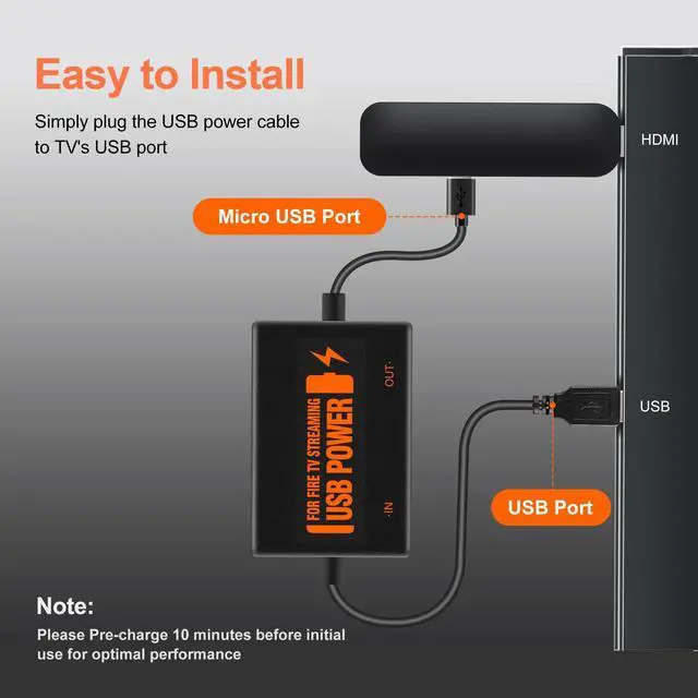 Alt view image 5 of 7 - Fire Stick Power Adapter, USB Power Cable for Fire TV Stick, Powers Streaming TV Sticks Directly from TV's USB Port, 5V/2.1A for FireStick 2/3/4K/4K Max/Lite, Eliminates the Need for AC Adapter