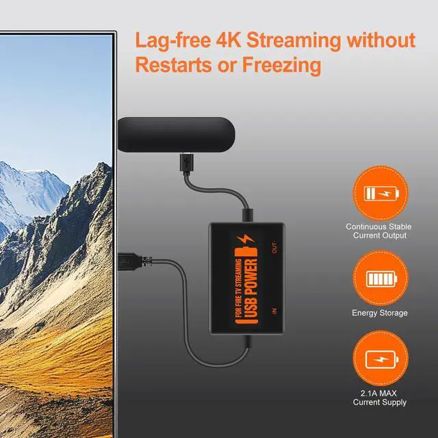 Alt view image 6 of 7 - Fire Stick Power Adapter, USB Power Cable for Fire TV Stick, Powers Streaming TV Sticks Directly from TV's USB Port, 5V/2.1A for FireStick 2/3/4K/4K Max/Lite, Eliminates the Need for AC Adapter