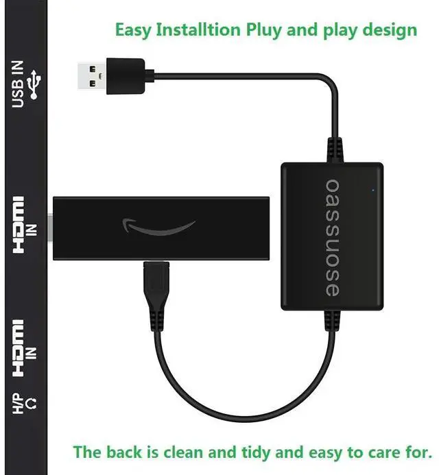 Alt view image 3 of 7 - USB Power Cable Adapter for Fire TV Stick,Powers Streaming TV Sticks Directly from T V USB Port(Eliminates AC Adapter and Very Long Power Cable)