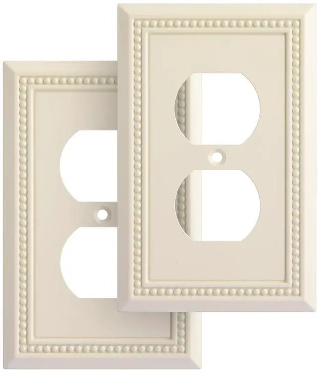 Main image of Sunken Pearls Heavy Duty Decorative Wall Plate Switch Plate Outlet Cover, Durable Solid Zinc Alloy (Single Duplex 2PK, Light Almond)