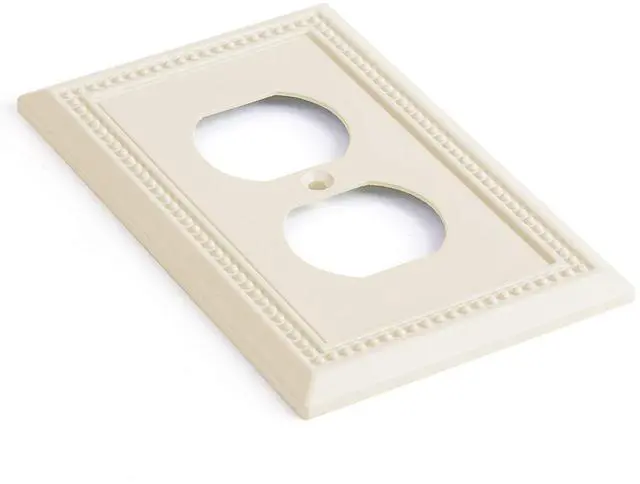 Alt view image 2 of 7 - Sunken Pearls Heavy Duty Decorative Wall Plate Switch Plate Outlet Cover, Durable Solid Zinc Alloy (Single Duplex 2PK, Light Almond)