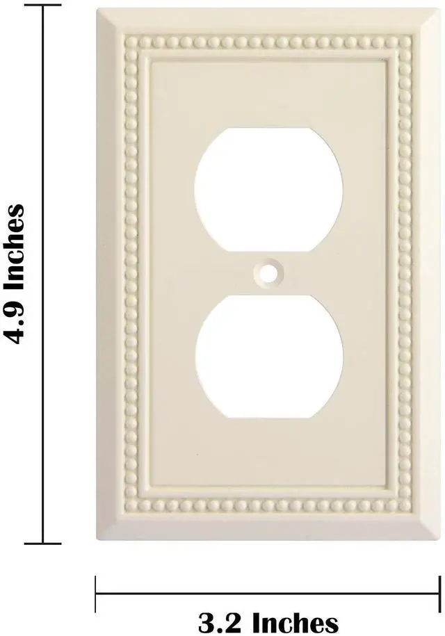 Alt view image 3 of 7 - Sunken Pearls Heavy Duty Decorative Wall Plate Switch Plate Outlet Cover, Durable Solid Zinc Alloy (Single Duplex 2PK, Light Almond)