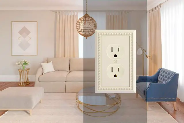 Alt view image 5 of 7 - Sunken Pearls Heavy Duty Decorative Wall Plate Switch Plate Outlet Cover, Durable Solid Zinc Alloy (Single Duplex 2PK, Light Almond)