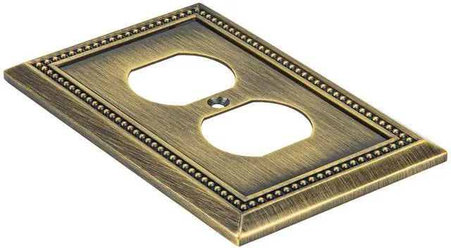 Alt view image 2 of 7 - Sunken Pearls Heavy Duty Decorative Wall Plate Switch Plate Outlet Cover (Single Duplex, 2 Pack, Antique Brass)