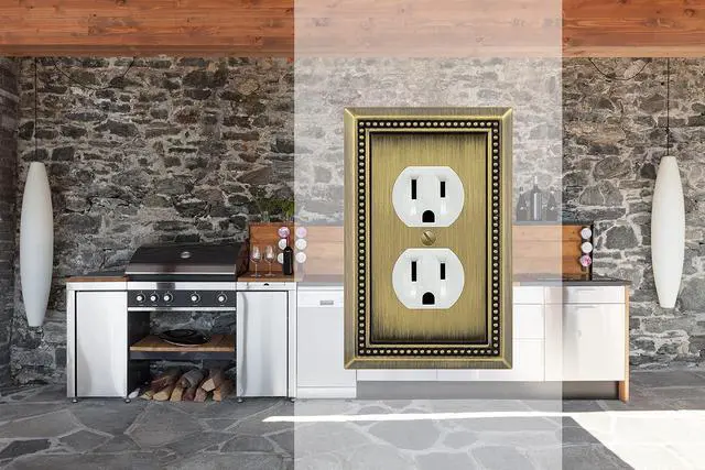 Alt view image 4 of 7 - Sunken Pearls Heavy Duty Decorative Wall Plate Switch Plate Outlet Cover (Single Duplex, 2 Pack, Antique Brass)