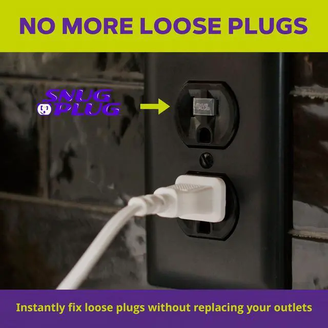 Alt view image 2 of 7 - Loose Outlet Plug Fix | Outlet Tightener | Clear 10-Pack | Loose plug outlet insert keeps plugs from falling out, creates a snug fit, and helps secure outlets that are too loose
