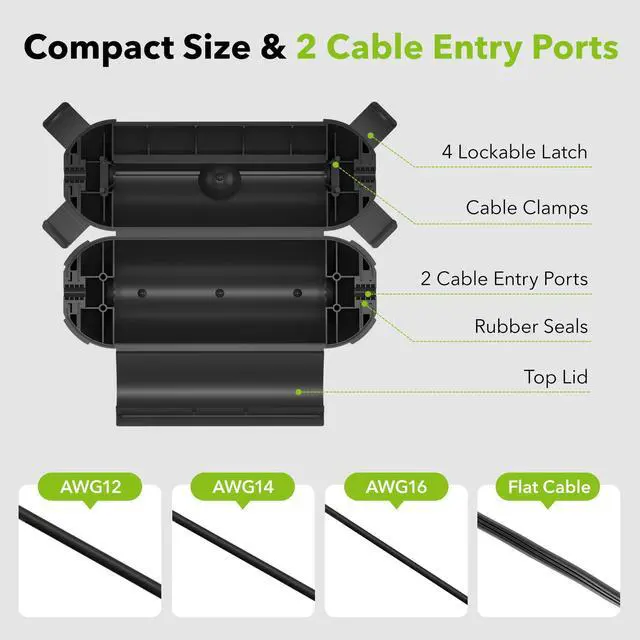 Alt view image 4 of 7 - BN-LINK 1 Pack Outdoor Extension Cord Safety Cover, Black | Waterproof Cord Connector Protector for String Lights, Outdoor Tools, Holiday Lights, Camping, and Garden Tools