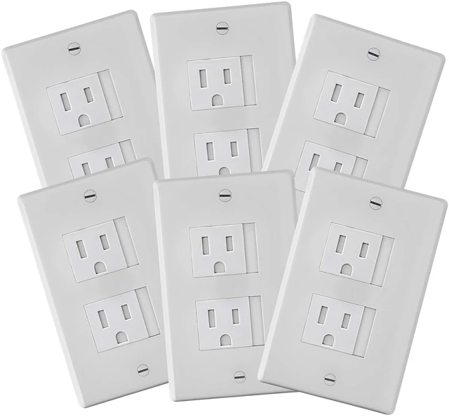 Main image of 6-Pack Self-closing (2 Screw) Decora Outlet Covers- An Alternative To Wall Socket Plugs for Child Proofing Outlets (White)