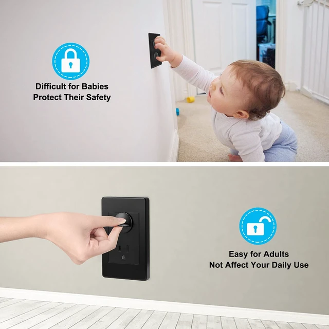 Alt view image 2 of 7 - 52 Pack Black Safety Outlet Covers Baby Proofing, Electrical Socket Outlet Plugs 3-Prong Child Proof for Kids House