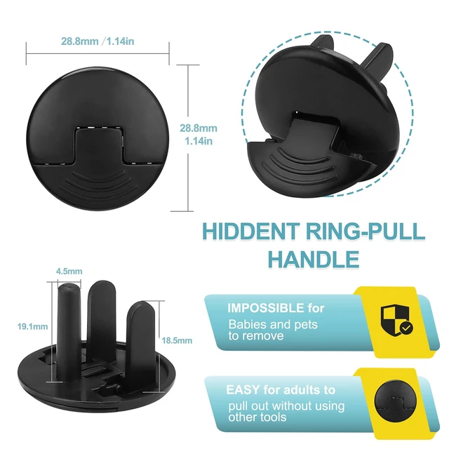 Alt view image 4 of 7 - 52 Pack Black Safety Outlet Covers Baby Proofing, Electrical Socket Outlet Plugs 3-Prong Child Proof for Kids House