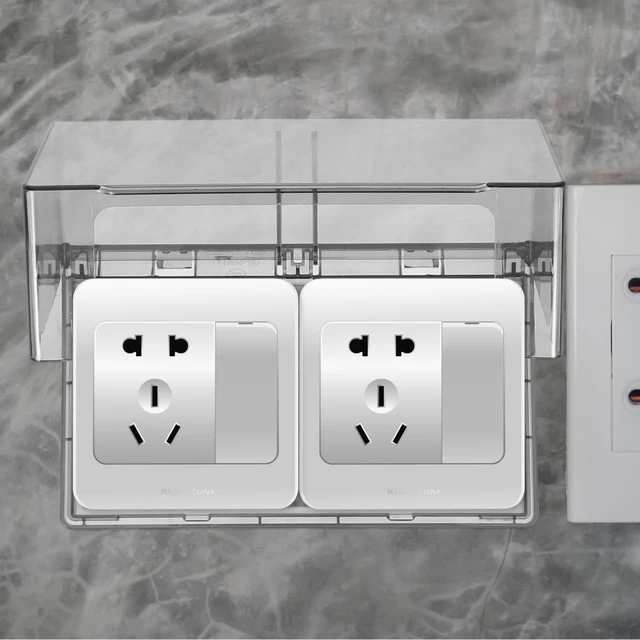 Alt view image 6 of 7 - Waterproof Outdoor Outlet Cover: Weatherproof Double-Gang Electrical Receptacle Protector Box with flip-top design Adhesive wall mount Plug Socket Cover for Home, Kitchen, Bathroom, Patio