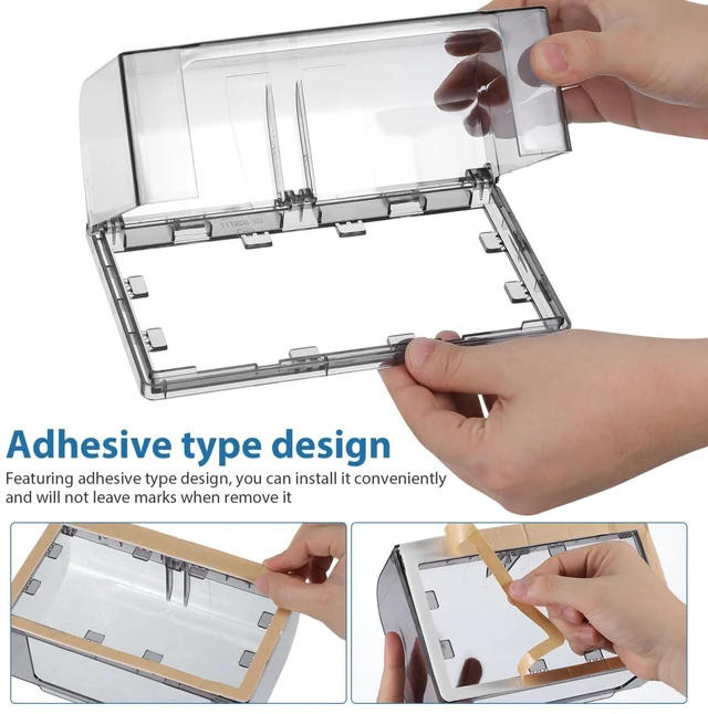 Alt view image 4 of 7 - Waterproof Outdoor Outlet Cover: Weatherproof Double-Gang Electrical Receptacle Protector Box with flip-top design Adhesive wall mount Plug Socket Cover for Home, Kitchen, Bathroom, Patio