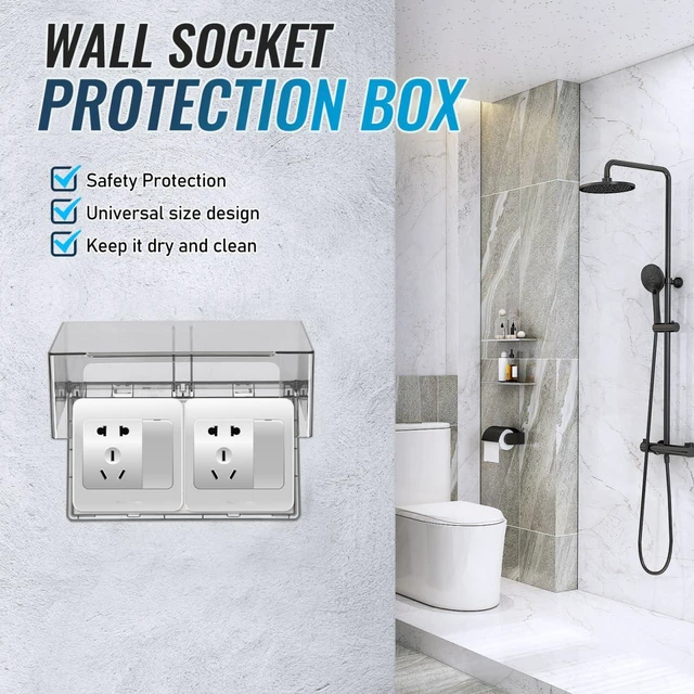 Alt view image 3 of 7 - Waterproof Outdoor Outlet Cover: Weatherproof Double-Gang Electrical Receptacle Protector Box with flip-top design Adhesive wall mount Plug Socket Cover for Home, Kitchen, Bathroom, Patio