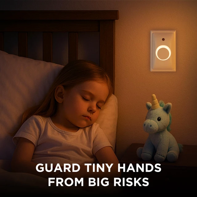 Alt view image 3 of 6 - Childproof Outlet Covers & Night Light (1-Pack) | Secure & Tamper Resistant | Childproof, Babyproof, Toddler Proof, Child Safety Socket Cover | Light Sensor or Manual Toggle | Patent Pending
