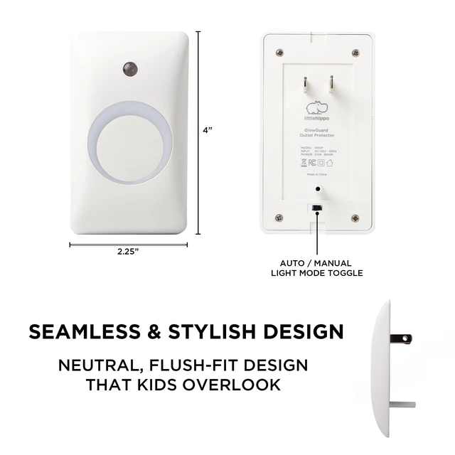 Alt view image 5 of 6 - Childproof Outlet Covers & Night Light (1-Pack) | Secure & Tamper Resistant | Childproof, Babyproof, Toddler Proof, Child Safety Socket Cover | Light Sensor or Manual Toggle | Patent Pending