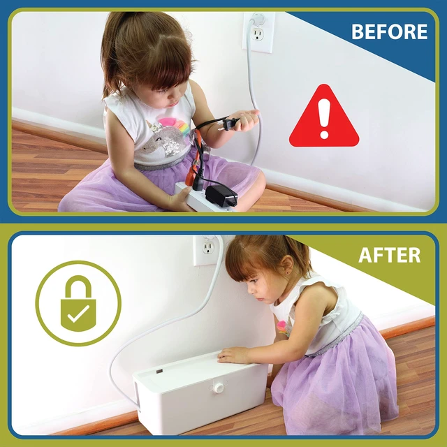 Alt view image 2 of 6 - Power Strip Cover Box - Effectively Baby Proofs Power Strip with Patented Dual Lock. Convenient Side Openings for Cords & Cables. Protects Small Hands & Fingers