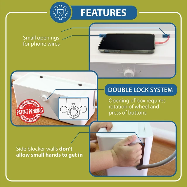 Alt view image 4 of 6 - Power Strip Cover Box - Effectively Baby Proofs Power Strip with Patented Dual Lock. Convenient Side Openings for Cords & Cables. Protects Small Hands & Fingers