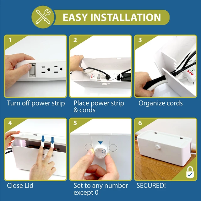 Alt view image 5 of 6 - Power Strip Cover Box - Effectively Baby Proofs Power Strip with Patented Dual Lock. Convenient Side Openings for Cords & Cables. Protects Small Hands & Fingers