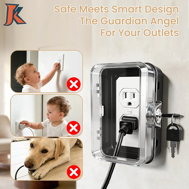 Alt view image 3 of 7 - 1 Pack Universal Baby Safety Electrical Outlet Cover Box Childproof Plug Cover - More Space for Large Plugs Easy to Install & Use Fit Socket Protector (Black)