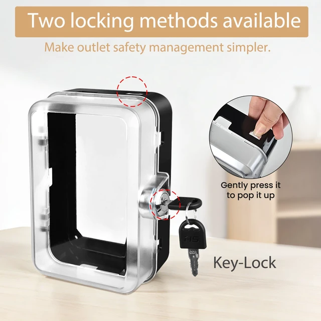 Alt view image 6 of 7 - 1 Pack Universal Baby Safety Electrical Outlet Cover Box Childproof Plug Cover - More Space for Large Plugs Easy to Install & Use Fit Socket Protector (Black)