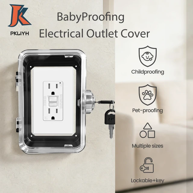 Alt view image 7 of 7 - 1 Pack Universal Baby Safety Electrical Outlet Cover Box Childproof Plug Cover - More Space for Large Plugs Easy to Install & Use Fit Socket Protector (Black)