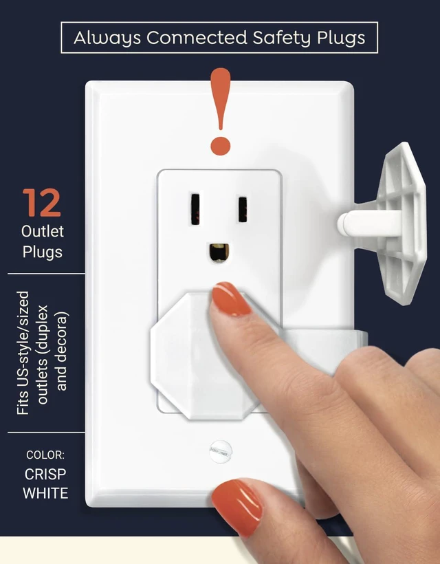 Alt view image 3 of 7 - Outlet Covers Baby Proofing (6 Pack) Always-Connected Child Proof Outlet Plug Covers for Electrical Outlets Easy Install Baby Outlet Covers, 12-Outlet Coverage