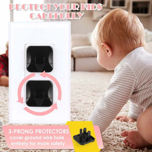 Alt view image 2 of 6 - Outlet Covers Babepai 38-Pack Black Child Proof Electrical Protector Safety Improved Baby Safety Plug Covers