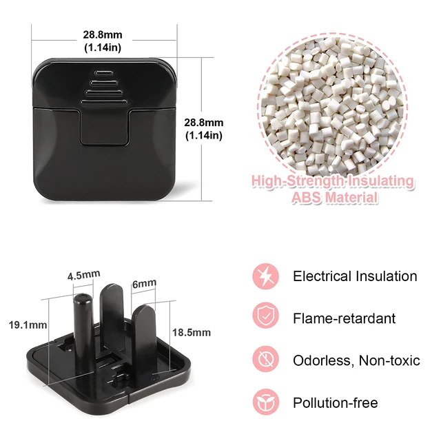 Alt view image 3 of 6 - Outlet Covers Babepai 38-Pack Black Child Proof Electrical Protector Safety Improved Baby Safety Plug Covers