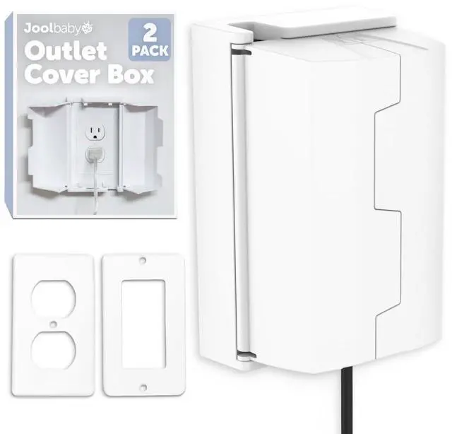 Main image of Outlet Cover Box for Child Safety (2 Pack) Duplex & Decorator Electrical Outlet Plates, Concealed Access Buttons, and Spacious Compartment