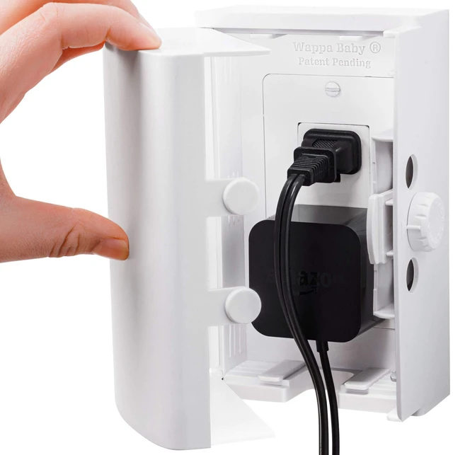Main image of Outlet Cover BOX Baby Proofing (2 Pack) Patented Dual-Lock for Much Better Toddler Proofing, Easier Operation, Simple 3 Step Install with Included Screws. Provides Extra Space Inside for Plugs (White)