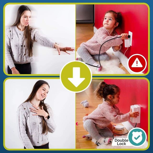 Alt view image 2 of 7 - Outlet Cover BOX Baby Proofing (2 Pack) Patented Dual-Lock for Much Better Toddler Proofing, Easier Operation, Simple 3 Step Install with Included Screws. Provides Extra Space Inside for Plugs (White)