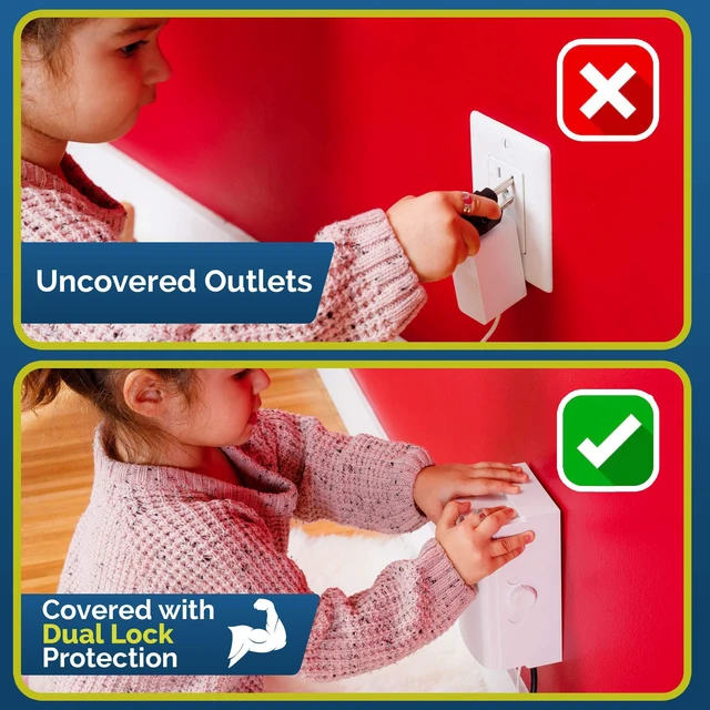 Alt view image 7 of 7 - Outlet Cover BOX Baby Proofing (2 Pack) Patented Dual-Lock for Much Better Toddler Proofing, Easier Operation, Simple 3 Step Install with Included Screws. Provides Extra Space Inside for Plugs (White)