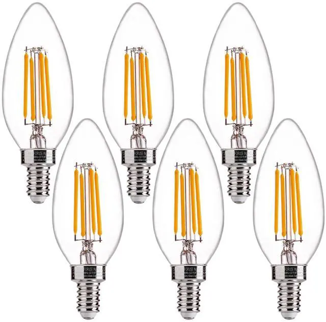 Main image of 60W Equivalent LED Chandelier Light Bulbs, Dimmable, E12 Base, Clear B11 LED Filament Candelabra Bulbs, 2700K Soft White, 6 Pack