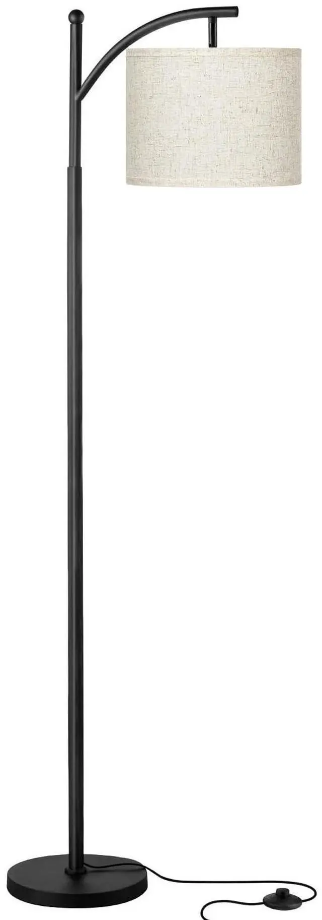 Alt view image 7 of 7 - Tall Floor Lamps with 3 Color Temperatures Bulb & Adjustable Linen Shade, for Living Room, Bedroom, Office, Classroom, Dorm Room (9W Bulb Included), Beige & Black, 60"