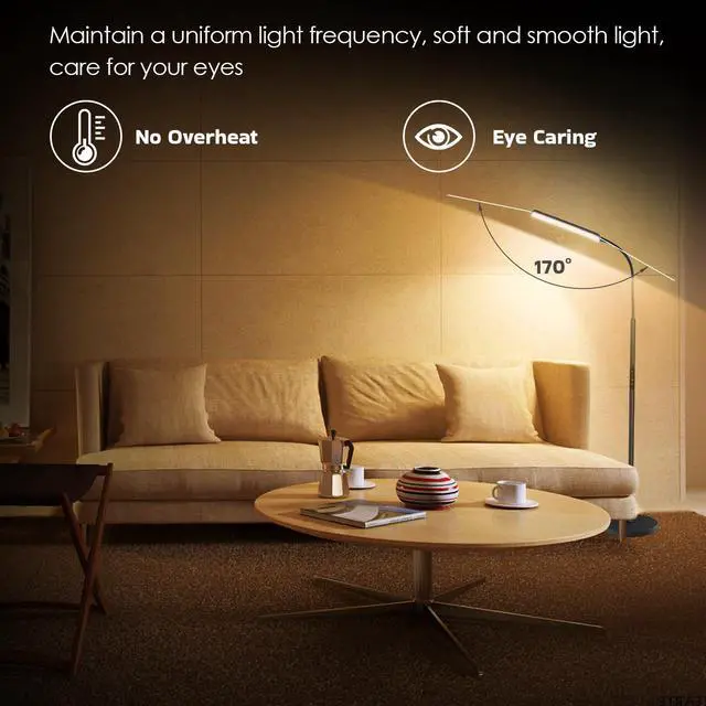 Alt view image 5 of 7 - LED Floor Lamp, Bright 15W Floor Lamps for Living Room with 1H Timer, Stepless Adjustable 3000K-6000K Colors & Brightness Standing Lamp with Remote & Touch Control Reading Floor Lamps