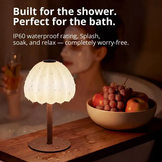 Alt view image 3 of 7 - Rechargeable Waterproof Shower Lamp, IP65 Cordless Touch Dimmable Small Desk Light for Inside Shower, 4500mAh Battery Operated Color Changing Table Lamp for Bathroom, Bedroom, Outdoor