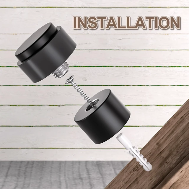 Alt view image 3 of 7 - 15Pcs Black Door Stopper Floor Mounted with Black Rubber, Cylindrical 304 Stainless Steel Made