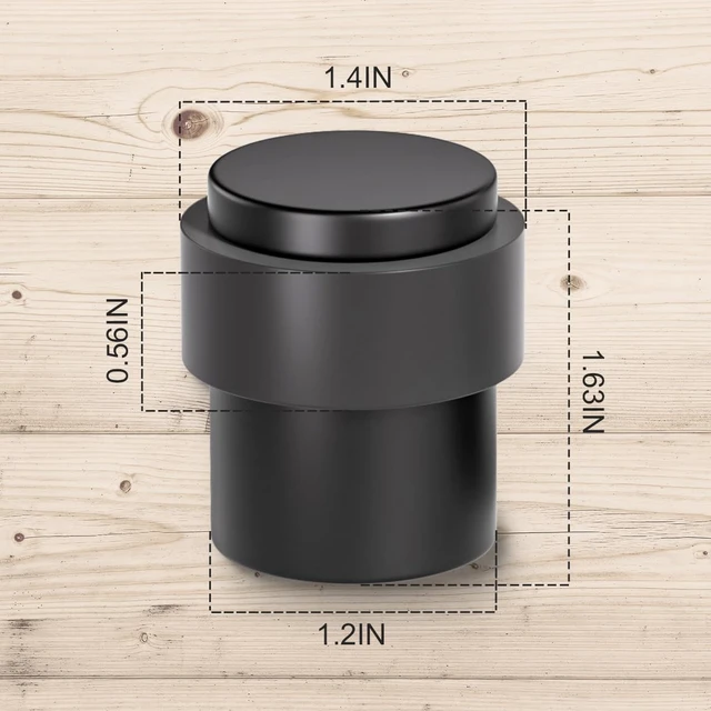 Alt view image 6 of 7 - 15Pcs Black Door Stopper Floor Mounted with Black Rubber, Cylindrical 304 Stainless Steel Made