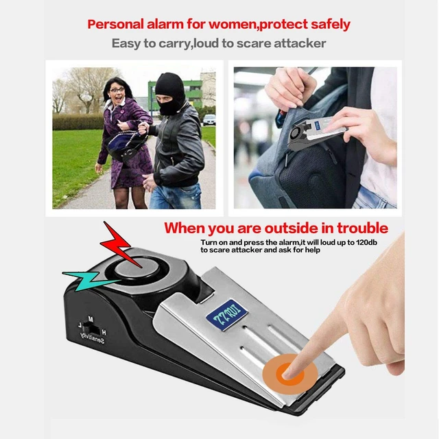 Alt view image 3 of 7 - Upgraded 2 in 1 Portable Door Stopper Floor Wedge Security Alarm Loud 120db Entrance Alert Door Stop Alarm for Travel Home Apartment House (3 Packs)