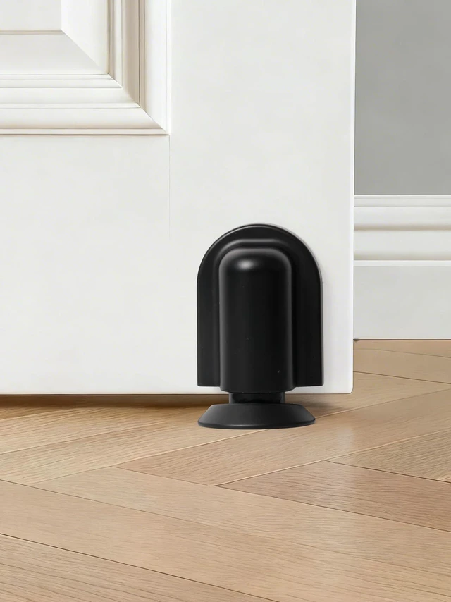 Alt view image 2 of 7 - 4 Pack Black Door Stopper Magnetic Door Cathc Matte Black Floor Mounted Door Stop Keep Door Open with Screws and Adhesive No Drilling