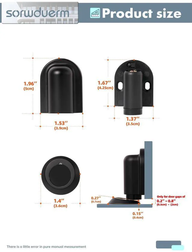 Alt view image 7 of 7 - 4 Pack Black Door Stopper Magnetic Door Cathc Matte Black Floor Mounted Door Stop Keep Door Open with Screws and Adhesive No Drilling