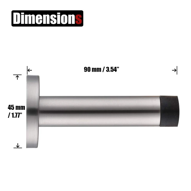 Alt view image 2 of 7 - Door Stopper Black, 304 Stainless Steel Thicken 1mm Sound Dampening Door Stop Bumper Wall Protetor 2 Pack, Matte Black, DSB5-PB-P2