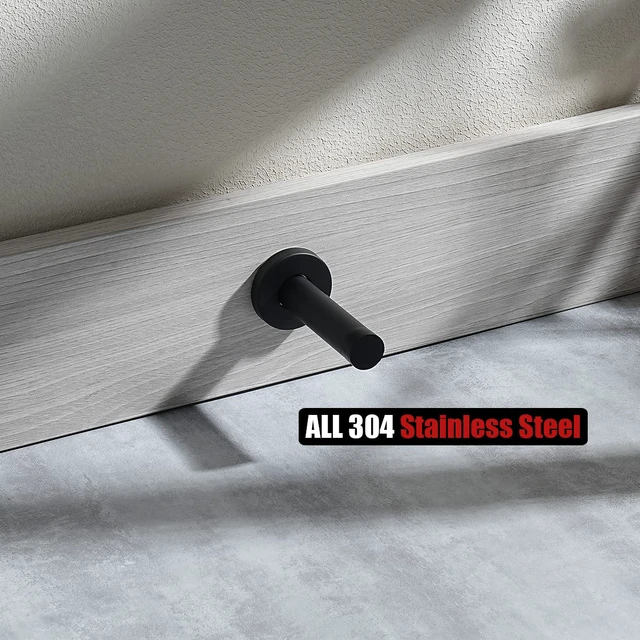 Alt view image 4 of 7 - Door Stopper Black, 304 Stainless Steel Thicken 1mm Sound Dampening Door Stop Bumper Wall Protetor 2 Pack, Matte Black, DSB5-PB-P2