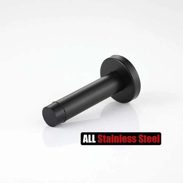 Alt view image 7 of 7 - Door Stopper Black, 304 Stainless Steel Thicken 1mm Sound Dampening Door Stop Bumper Wall Protetor 2 Pack, Matte Black, DSB5-PB-P2