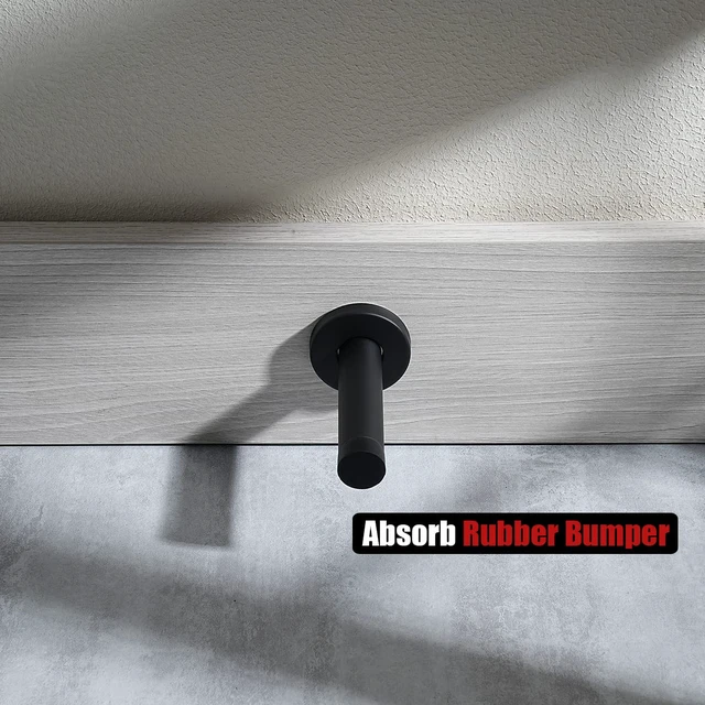 Alt view image 6 of 7 - Door Stopper Black, 304 Stainless Steel Thicken 1mm Sound Dampening Door Stop Bumper Wall Protetor 2 Pack, Matte Black, DSB5-PB-P2