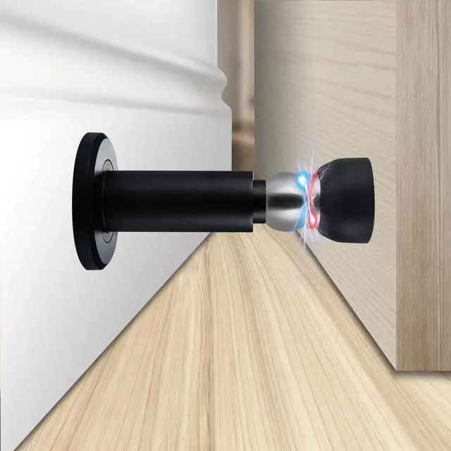 Main image of Door Stoppers Heavy Duty Magnetic Door Stopper for Wall & Bottom of Door Premium Adjustable Door Stop with Heavy-Duty Windproof Design, Constructed with SUS304 (Black-1PCS)