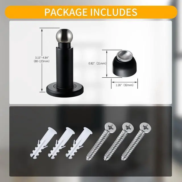 Alt view image 2 of 6 - Door Stoppers Heavy Duty Magnetic Door Stopper for Wall & Bottom of Door Premium Adjustable Door Stop with Heavy-Duty Windproof Design, Constructed with SUS304 (Black-1PCS)