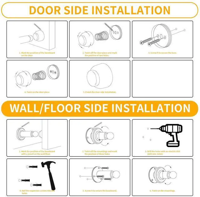 Alt view image 4 of 6 - Door Stoppers Heavy Duty Magnetic Door Stopper for Wall & Bottom of Door Premium Adjustable Door Stop with Heavy-Duty Windproof Design, Constructed with SUS304 (Black-1PCS)